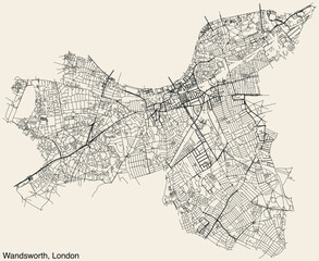 Street roads map of the BOROUGH OF WANDSWORTH, LONDON