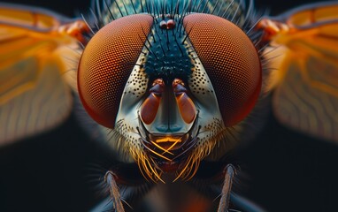 Macro close up of house fly