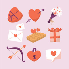 set of icons element valentine day 