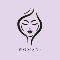 Women icon logo, modern flat design, paintbrush, hand draw vector