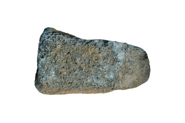 Vascular basalt rock stone isolated on white background.