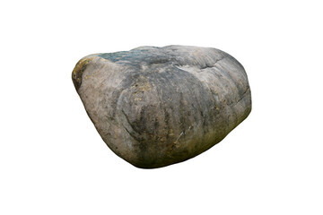 Cut out a large sandstone rock stone for outside garden decoration, isolated on white background.	 