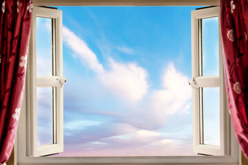 Open window with blue sky fresh air in Norfolk - 721906577