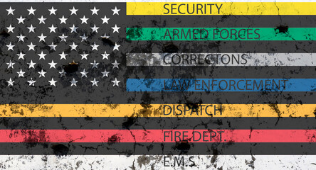 First Responders American Flag Thin Line