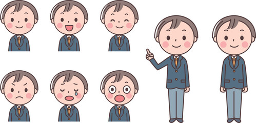 制服の男の子の表情集