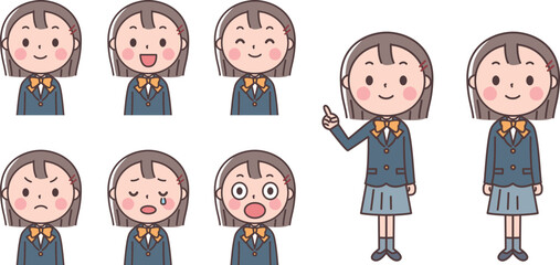 制服の女の子の表情集