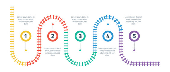 Railroad tracks, railway simple icon, rail track direction, train tracks colorful vector illustrations. Infographic elements, simple illustration on a white background.
