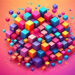abstract colourful cubes background ,  digital illustration .