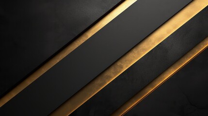 Black background with luxurious gold lines. Two shiny golden lines on a fixed black background. Create a visual impact that is complex and refined. - obrazy, fototapety, plakaty