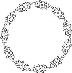 Spring wreath outline. flower wreath vector outline.