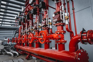 Header pipes valve zone and fire alarm control system at industrial plants