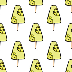 Seamless pattern with ice cream doodle for decorative print, wrapping paper, greeting cards, wallpaper and fabric