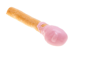biscuit stick with strawberry cream isolated