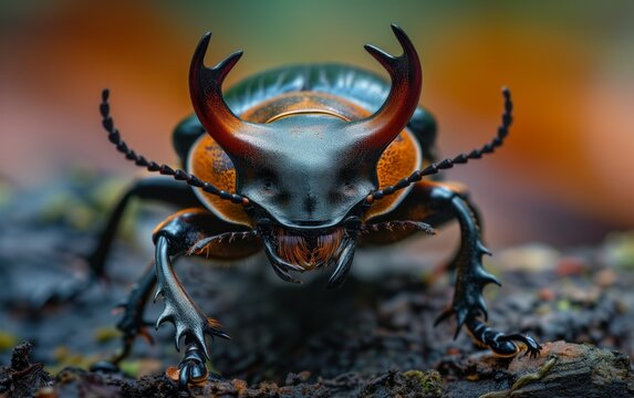 Macro view of stag Beetle insect