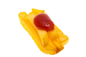 French fries with sauce isolated