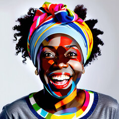 Colorful paint face of beautiful african woman