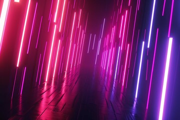 3d render, abstract futuristic neon background with glowing ascending lines. Fantastic wallpaper