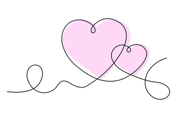Heart line art style vector illustration. One line style. Valentine element design.