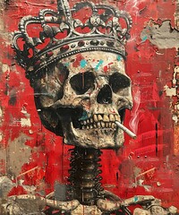 Fantastic Smoking King Skull Wall