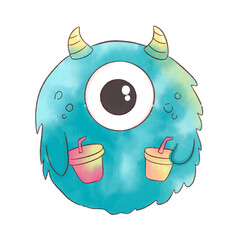 cute and colorful monster illustration for valentine's day