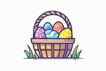 A child's hand-drawn basket overflows with carefully crafted eggs, a whimsical representation of the beauty and wonder of childhood creativity