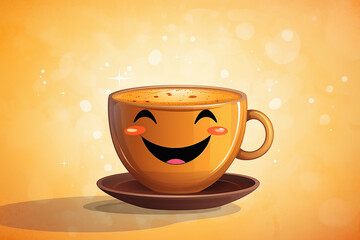 cartoon cup,happy part illustration,good morning concept
