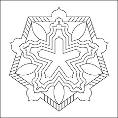 Easy Coloring Pages for Adults.
Coloring Page of geometric abstract mandala.
Simple mandala in a 5-point-star shape. EPS 8. #768
