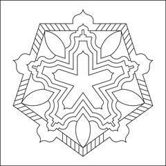 Easy Coloring Pages for Adults.
Coloring Page of geometric abstract mandala.
Simple mandala in a 5-point-star shape. EPS 8. #768