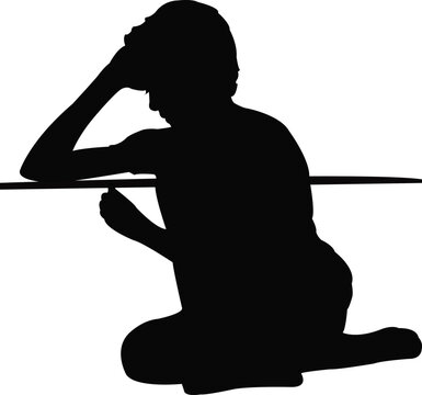 recommend clip art: a sad boy sitting body silhouette vector