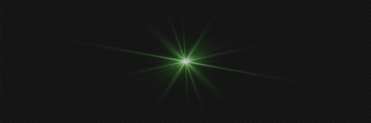 Bright glowing light, star explosion. Glare effect with rays. 