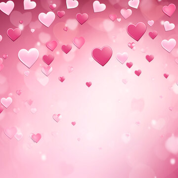 Pink square banner with hearts. Valentine's day concept background. For greeting card or product
