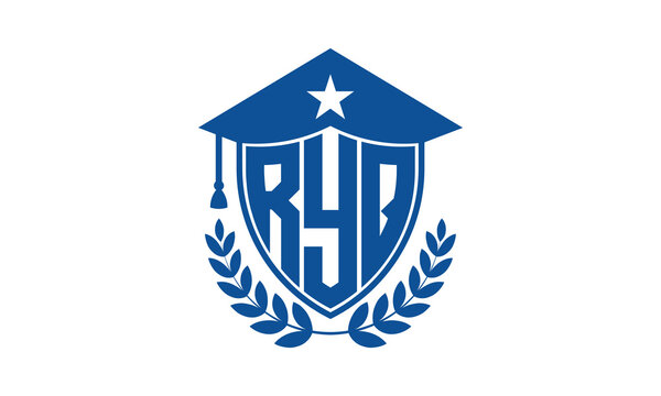RYQ three letter iconic academic logo design vector template. monogram, abstract, school, college, university, graduation cap symbol logo, shield, model, institute, educational, coaching canter, tech