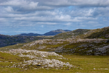 The craggy Interior of the northern part of the Isle of Lewis in the Hebrides, with its Granite and...
