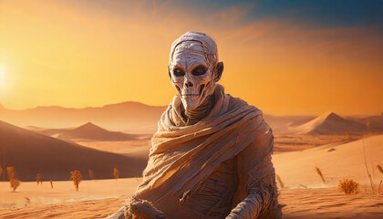 evil mummy in the desert monster dark horror scary Halloween creepy spooky