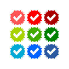 Green check mark OK and red X icons isolated on transparent background
