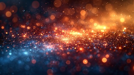 Energetic galaxy with bokeh effect, blurred lights on dark background.
