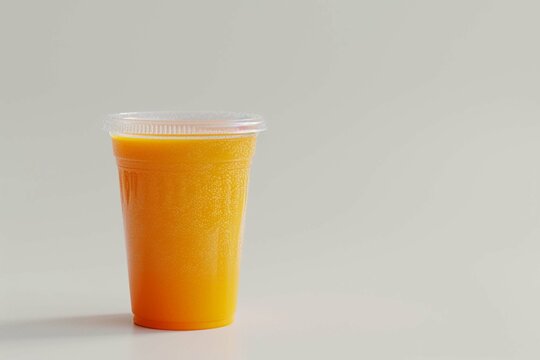 realistic image of A Takeaway Cup of apple carrot juice On a white background