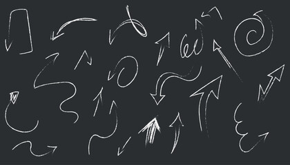 Charcoal hand drawn pencil arrows