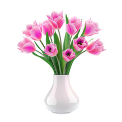 pink tulips in a vase isolated. Gladiolus Flower ‘Prins Claus’ Vase Arrangements isolated on transparent background