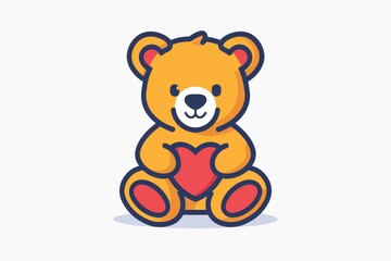 Fototapeta premium A lovable teddy bear spreads love and warmth through its adorable cartoon clipart, holding a heart to show its affection