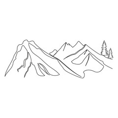 continuous one line drawing of abstract mountain range landscape top view vector outline art illustration
