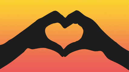 Fototapeta premium silhouette of hands holding heart 