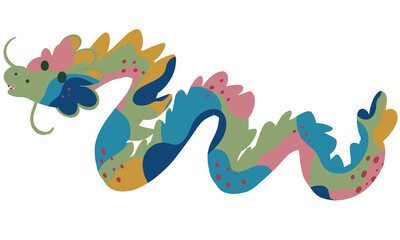 Obraz premium Year of the Wood Dragon 2024: Fortunes Unveiled in Lucky Colors Illustration. Perfect for banner, background, card to celebrate Chinese New Year 2024