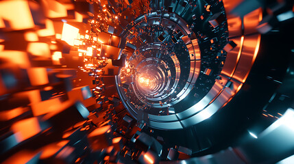 Colorful and dynamic 3D abstract render evoking movement and energy. - obrazy, fototapety, plakaty