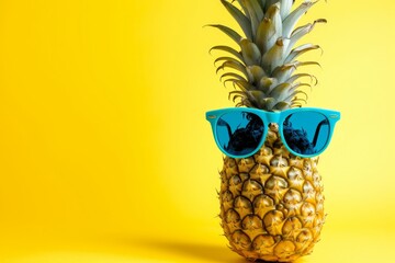 Whimsical pineapple wearing sunglasses, a fun and creative depiction of summer and tropical vibes.

