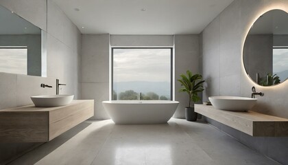 Modern Minimalist Luxury Style Bathroom -  Interior Design - Bathroom with Hotel or Luxurious Design