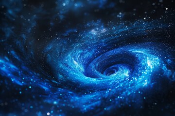 A mesmerizing galaxy swirl in deep blue, capturing the vast beauty and mystery of the cosmos.

