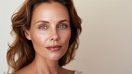 Rediscover beauty with our middle-aged woman. Embrace timeless elegance and radiant charm. Generative AI