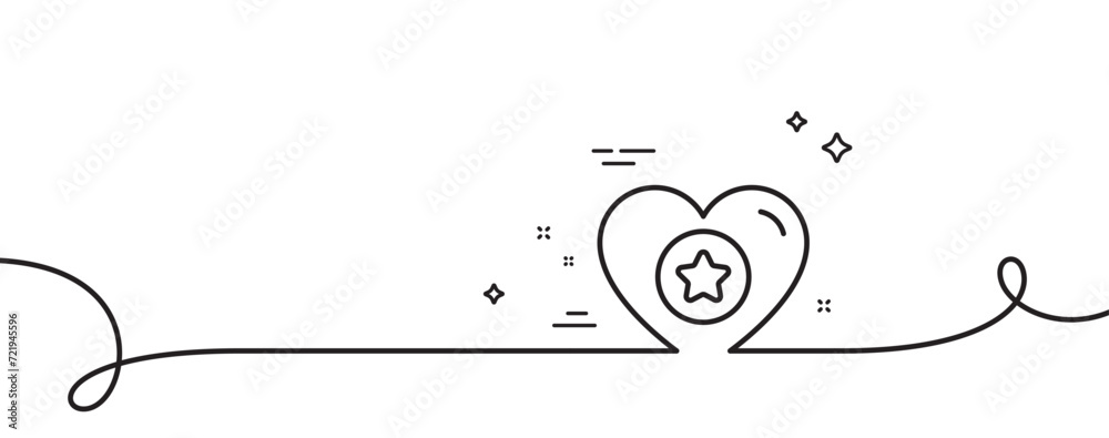 Poster heart and star line icon. continuous one line with curl. favorite like sign. positive feedback symbo