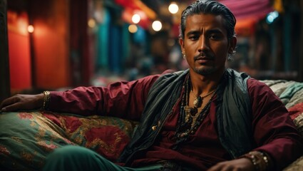 Obraz premium Portrait of a handsome man in traditional clothes